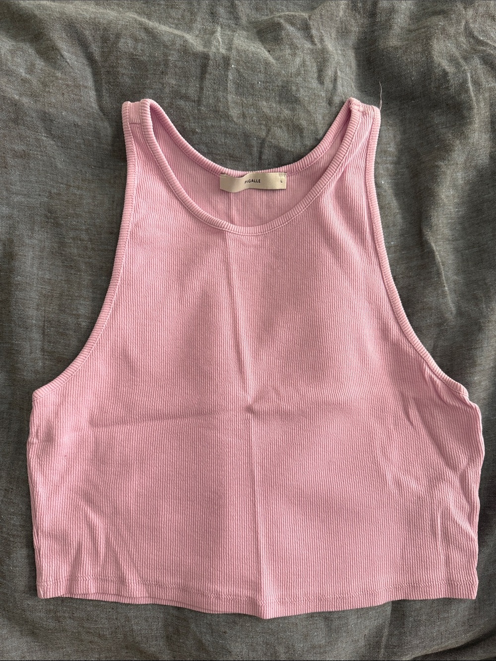 Aritzia Ribbed Light Pink Cropped Tank